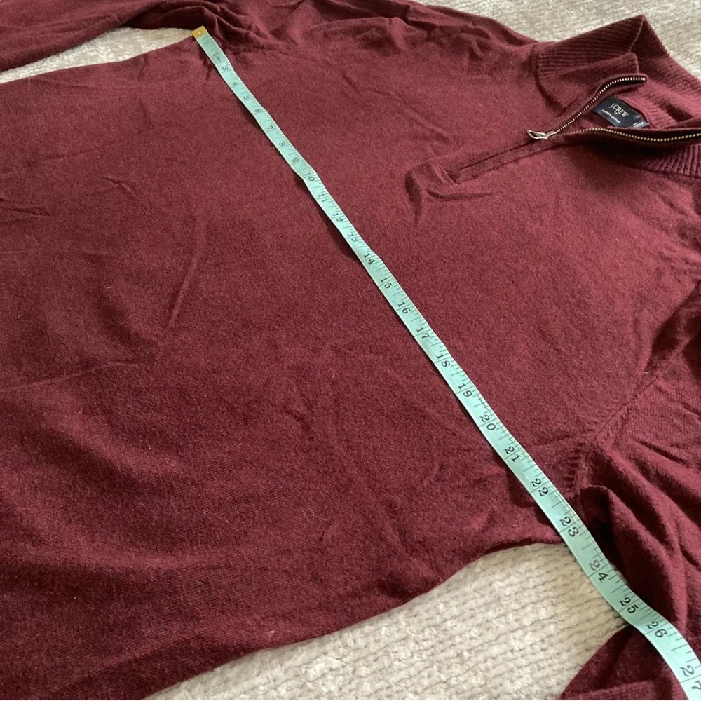 J.Crew XL Harbor Cotton Quarter Zip Sweater Maroon Merino Blend‎ Classic Modern
